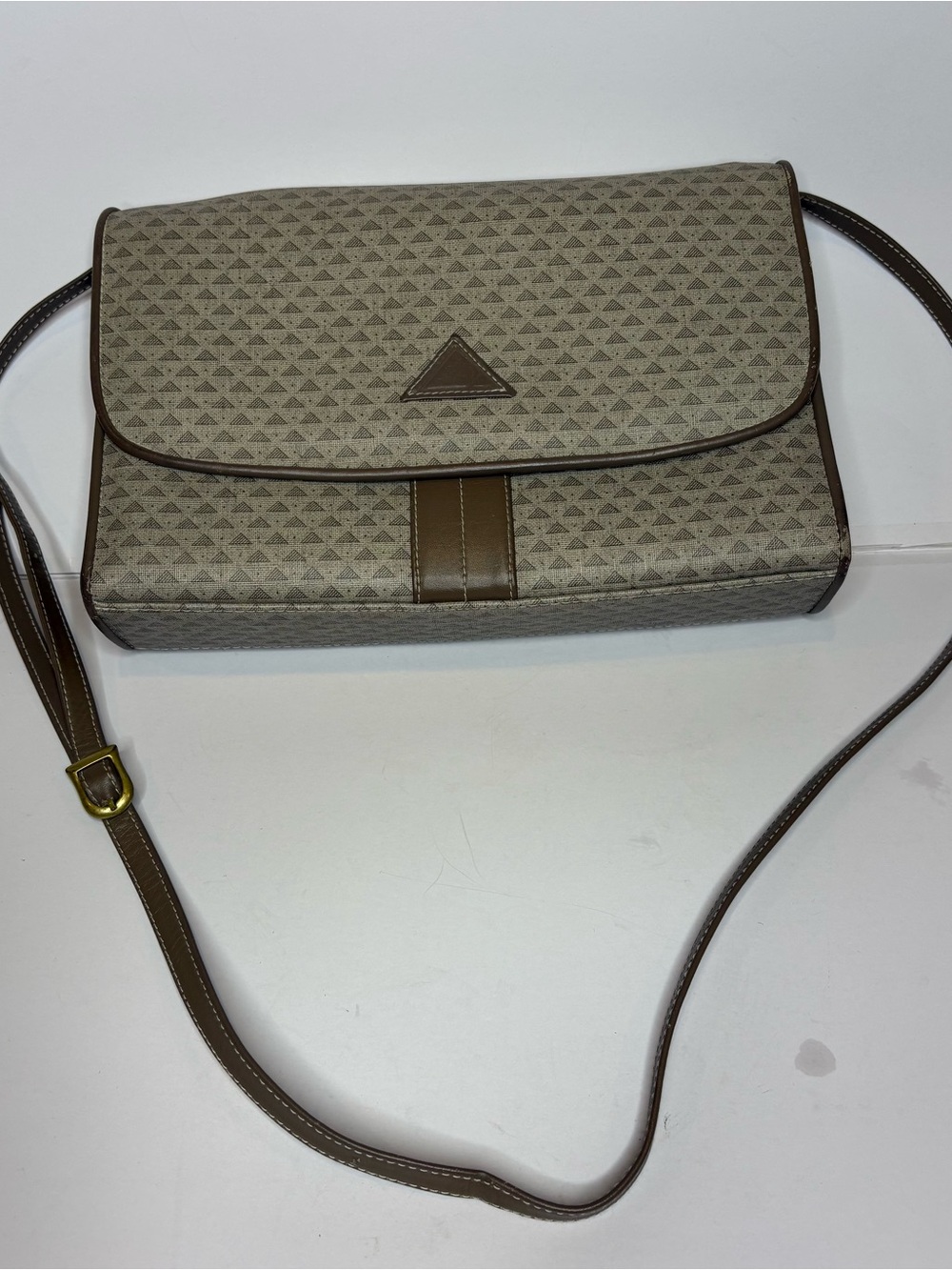 Claiborne Tan Canvas Crossbody with Brown Leather Trim